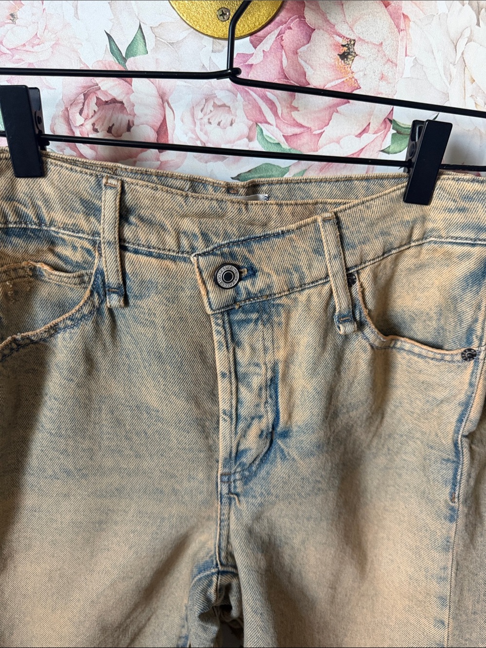 FREE PEOPLE WE THE FREE Boomerang LONG SHORTS size 0 25 Denim Jean - Picture 3 of 5